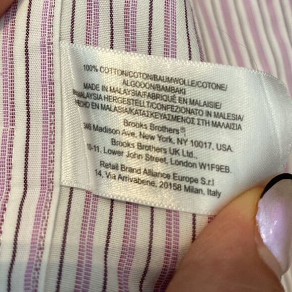 Vintage Brooks Brothers Purple Striped Oxford Button Down Shirt - Picture 7 of 9